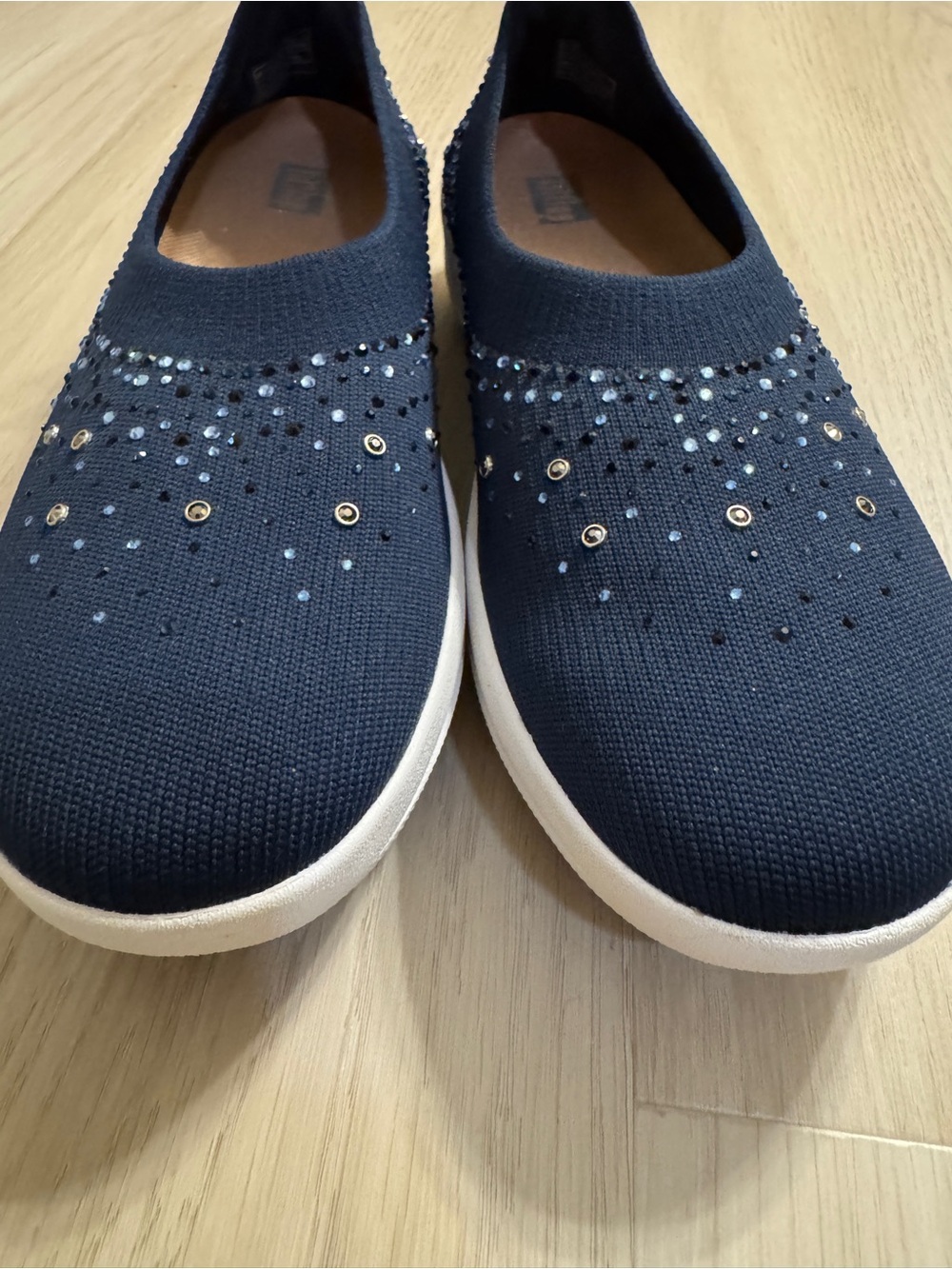 FitFlop Uberknit Ombre Crystal Slip On Ballet Flats Navy Rhinestone ballerina - Picture 9 of 9